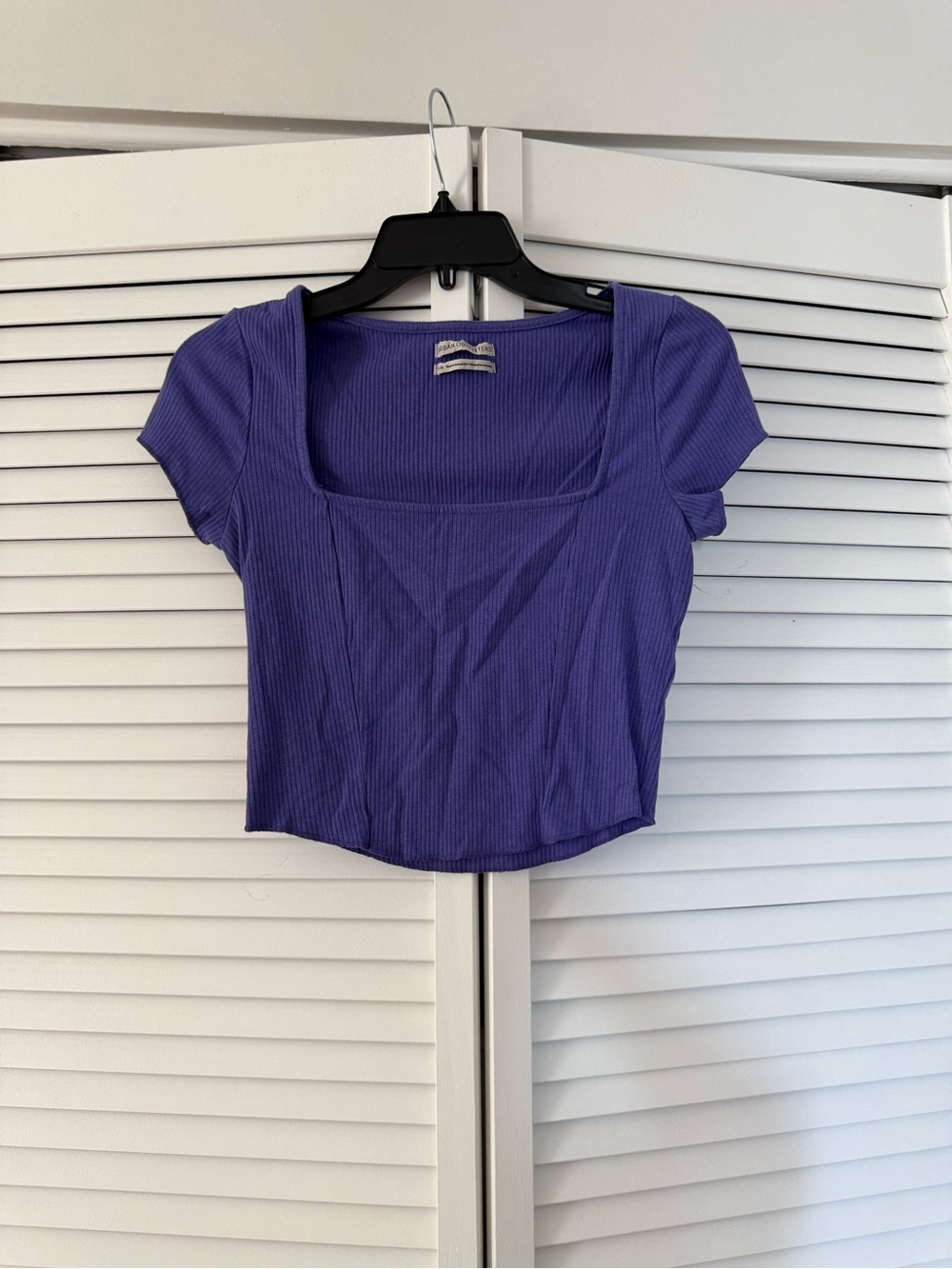 Urban Outfitters Ribbed Square Neck Crop Top - Violet